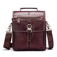 Whatna 牛革 ショルダーバッグ メンズ 2way 斜め掛け 手提げ 厚手 本革 レザー ipad 9.7収納可 縦型 小さめ メッセンジャーバッグ 通学 通勤バッグ 軽量 実用 自転車かばん プレゼント男性（KB0035-Coffee）