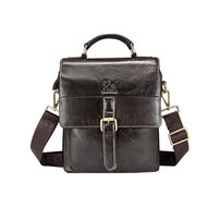 Whatna 牛革 ショルダーバッグ メンズ 2way 斜め掛け 手提げ 厚手 本革 レザー ipad pro 10.5収納可 縦型 小さめ メッセンジャーバッグ 通学 通勤バッグ 軽量 実用 自転車かばん プレゼント男性（91205）