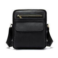 Whatna 牛革 ショルダーバッグ メンズ メッセンジャーバッグ 縦型 小さめ ビジネスバッグ 9.7インチipad収納可 本 革通勤 通学 斜めがけバッグ オシャレ な シンプル な 実用 自転車 かばん男性用 ブラウン 黒（8509）