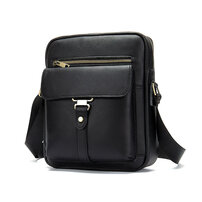 Whatna 牛革 ショルダーバッグ メンズ メッセンジャーバッグ 縦型 小さめ ビジネスバッグ 9.7インチipad収納可 本革 通勤 通学 斜めがけバッグ オシャレ な シンプル な 軽量 実用 自転車 かばん男性用 ブラウン 黒（8516）