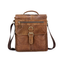 Whatna 2way 牛革ショルダーバッグ メンズ 本革 斜め掛け 手提げ バッグ 縦型 ビジネスバッグ A4 ブリーフケース 通学 通勤鞄 軽量 実用 自転車かばん プレゼント男性 黒 ブラウン（1292）