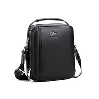 Whatna ショルダーバッグ メンズ 2way 斜め掛け 手提げ 革 厚手 レザー 9.7インチipad収納可 縦型 小さめ メッセンジャーバッグ 通学 通勤バッグ 軽量 実用 自転車かばん プレゼント男性 黒 ブラウン（eq-8001）