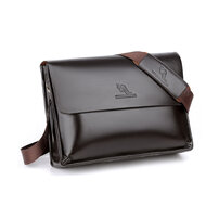 Whatna フラップ ショルダーバッグ メンズ ビジネスバッグ 横型A4 １4センチPC 収納可 革 フォーマル ビジネス 通勤 通学 カジュアル 斜めがけ バッグ 軽量 実用 自転車 かばん男性用 ブラウン 黒（HA-059）