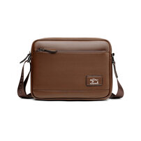 Whatna 革 ミニショルダーバッグ 横型 メンズ ポシェット ショルダーミニポーチ 小さめ メッセンジャーバッグ 斜め掛け ビジネス アウトドア フォーマル 通学 通勤鞄 軽量 実用 自転車 かばん男性用 紳士用 黒 ブラウン (094)