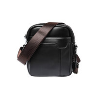 Whatna ミニショルダーバッグ 縦型 メンズ ポシェット ショルダーミニポーチ 皮 革 軽量 小型人気型 耐久性 小さめメッセンジャーバッグ 斜め掛け ビジネス 通学 通勤鞄 軽量 実用 自転車 かばん男性用 黒9839