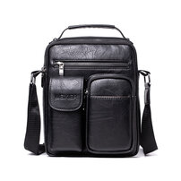 Whatna ショルダーバッグ メンズ 2way 斜め掛け 手提げ 厚手 皮革 レザー ipad 9.7収納可 縦型 小さめ メッセンジャーバッグ 通学 通勤バッグ 軽量 実用 自転車かばん プレゼント男性 黒 ブラウン（8633）