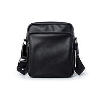 Whatna ミニショルダーバッグ 縦型 メンズ ポシェット ショルダーミニポーチ 皮 革 軽量 小型人気型 耐久性 小さめメッセンジャーバッグ 斜め掛け ビジネス 通学 通勤鞄 軽量 実用 自転車 かばん男性用 黒1016