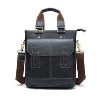 Whatna 2way 牛革 ショルダーバッグ メンズ 斜め掛け 手提げ バッグ 本革 厚手 レザー 縦型 ビジネスバッグ A4 ブリーフケース 通学 通勤鞄 軽量 実用 自転車かばん プレゼント男性（8532）