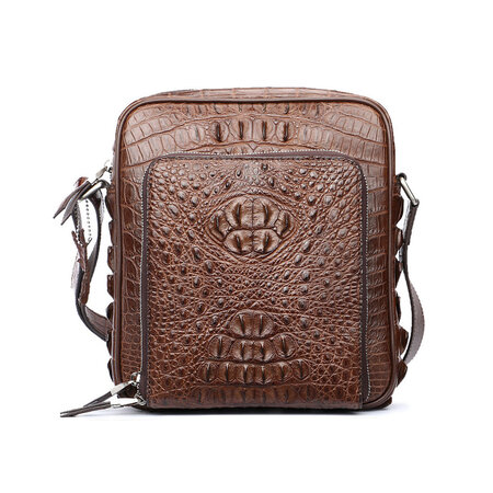 Whatna ワニ革 本革 ショルダーバッグ メンズ メッセンジャーバッグ 縦