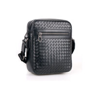 Whatna 手作り編み込み 牛革 ショルダーバッグ メンズ メッセンジャーバッグ 縦型 B5 9.7インチipad収納可 本 革 厚手 レザー ビジネスバッグ 小さい 斜めがけ バッグ 男性用 紳士用 黒 青（B#PR8493）