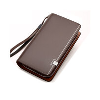 Whatna ミニクラッチバッグ メンズ セカンドバッグ 財布機能付き 革 レザー ダブルファスナー 長財布 皮 冠婚葬祭 ビジネス シンプル 大容量 手持ちバッグ セカンドポーチ 全2色 hb019