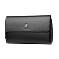 Whatna 2way ミニセカンドバッグ メンズ バッグ 小銭入れあり 6枚カード収納 安全防犯ロック付 盗難防止 小さめ クラッチバッグ 長財布 革 手持ちバッグ メンズ ポーチ 男性用 紳士用 結婚式 冠婚葬祭 黒 ブラウン L1636