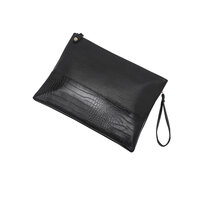 Whatna 2WAY 革 セカンド バッグ メンズ バッグ [クラッチ ショルダー 肩掛け 結婚式 バッグ] A4 13.3IPAD AIR収納可 大さい 手持ちバッグ ビジネス カジュアル フォーマル 冠婚葬祭 紳士用 男性用 黒 1281