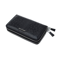 Whatna 牛革 クロコダイル型押し ミニセカンドバッグ メンズ バッグ ダブルファスナー 小銭入れ 12枚カード収納 本革 小さめ クラッチバッグ 長財布