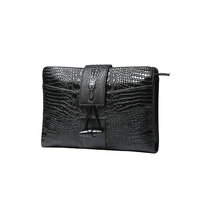 whatna クロコダイル型押し セカンドバッグ メンズ クラッチ バッグ 皮 革 A4 Ipad収納可 手持ちバッグ ビジネス カジュアル フォーマル 結婚式 冠婚葬祭 紳士用 男性用 黒 ブラウン（924）