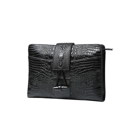 Whatna クロコダイル型押し セカンドバッグ メンズ クラッチ バッグ 皮 革 Ipad収納可 手持ちバッグ ビジネス カジュアル フォーマル 結婚式 冠婚葬祭 紳士用 男性用 黒 ブラウン 924 Whatna