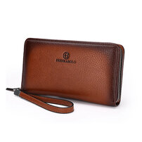 whatna 2way ミニクラッチバッグ 長財布 レザー ポーチメンズ 手持ちバッグ セカンドポーチ 革 大容量 カード多収納 小銭入れ スマホも入 熟練の革職人が作る 手染め 紳士用 全3色