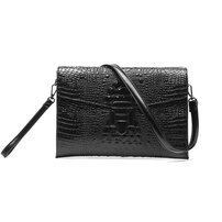 whatna 2WAY 革 クロコダイル型押し セカンド バッグ メンズ バッグ [クラッチ ショルダー 肩掛け 結婚式 バッグ] 皮 A4 6枚カード収納 手持ちバッグ ビジネス カジュアル フォーマル 冠婚葬祭 紳士用 男性用 黒（8900）