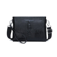 Whatna クロコダイル型押し牛革 セカンド バッグ メンズ バッグ [クラッチ ショルダー 肩掛け 結婚式 バッグ] 6枚カード収納 手持ちバッグ ビジネス カジュアル フォーマル 冠婚葬祭 紳士用 男性用 黒 ブルー（fei66102）