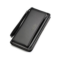 Whatna 2way 牛革 ミニセカンドバッグ メンズ バッグ12枚カード収納 本革 本皮 小さめ クラッチバッグ 長財布 手持ちバッグ 男性用 紳士用 結婚式 冠婚葬祭 バッグ 黒 ブラウン A87