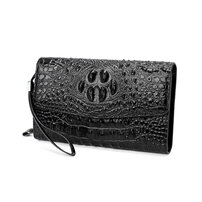 Whatna 2way 革 クロコダイル型押し ミニセカンドバッグ メンズ バッグ 15枚カード収納 長財布 小さめ クラッチバッグ 手持ちバッグ 男性用 紳士用 結婚式 バッグ 冠婚葬祭 黒 ブラウン 696