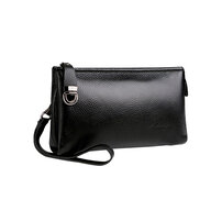 Whatna 牛革 ミニセカンドバッグ メンズ バッグ 12枚カード収納 盗難防止 本革小さめ クラッチバッグ 長財布 革 手持ちバッグ メンズ ポーチ 男性用 紳士用 結婚式 バッグ冠婚葬祭 黒 ブラウン 2018