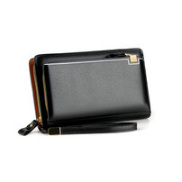 Whatna ミニセカンドバッグ メンズ バッグ 12枚カード収納 小さめ クラッチバッグ 長財布 革 手持ちバッグ メンズ ポーチ 男性用 紳士用 結婚式 冠婚葬祭 黒 ブラウン A716