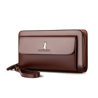 Whatna ミニセカンドバッグ メンズ バッグ 14枚カード収納 小さめ クラッチバッグ 長財布 革 手持ちバッグ メンズ ポーチ 男性用 紳士用 結婚式 冠婚葬祭 黒 ブラウン A718