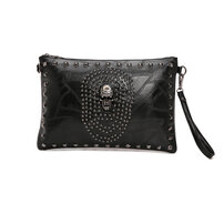 Whatna 2WAY 革 カッコいい スタッズ セカンド バッグ メンズ バッグ [クラッチ ショルダー 肩掛け 結婚式 バッグ] 6枚カード収納 手持ちバッグ ビジネス カジュアル フォーマル 冠婚葬祭 紳士用 男性用 黒