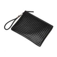 Whatna 2way 革 手作り編み込み セカンドバッグ メンズ バッグ クラッチ バッグ 大きい A4 13.3インチのipad air収納可 手持ちバッグ 結婚式 バッグフォーマル ビジネス 冠婚葬祭 バッグ 男性用 紳士用 黒