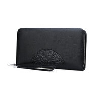 Whatna 2way 革 ミニセカンドバッグ メンズ バッグ 小銭入れ 12枚カード収納 本 革 厚手 レザー小さめ クラッチバッグ 長財布 手持ちバッグ 男性用 紳士用 結婚式 バッグ 冠婚葬祭 バッグ黒（hs-1089）