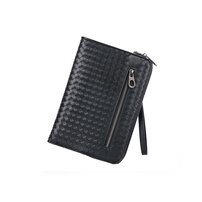 Whatna 2way 牛革 手作り編み込み セカンドバッグ メンズ バッグ クラッチ バッグ 本革 厚手 レザー 10.5 ipad 収納可 手持ちバッグ 結婚式 バッグ フォーマル ビジネス 冠婚葬祭 バッグ 男性用 紳士用 黒 （B#PR50）