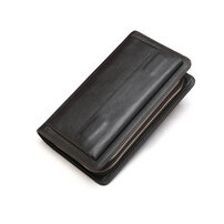 Whatna 2way 牛革 ミニセカンドバッグ メンズ バッグ8枚カード収納 厚手 本革 ダブルファスナー 小さめ クラッチバッグ 長財布 手持ちバッグ 男性用 紳士用 結婚式 冠婚葬祭 バッグ 黒 ブラウン9069-1