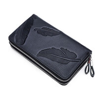 Whatna 2way 牛革 ミニセカンドバッグ メンズ バッグ ダブルファスナー 小銭入れ 12枚カード収納 本 革 厚手 レザー小さめ クラッチバッグ 長財布 手持ちバッグ 男性用 紳士用 結婚式 バッグ 冠婚葬祭 バッグ黒ブラウン （80166-2#）