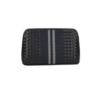 Whatna 手作り編み込み ミニセカンドバッグ メンズ クラッチ バッグ小型 牛革 厚手 本革 6枚カード収納 ビジネス カジュアル フォーマル 通勤 冠婚葬祭 結婚式 バッグ 紳士用 男性用 黒 91106