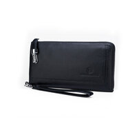 Whatna 牛革 ミニセカンドバッグ メンズ バッグ 6枚カード収納 盗難防止 厚手 レザー 本 革 2室仕切 小さめ クラッチバッグ 長財布 本革 手持ちバッグ メンズ ポーチ 男性用 紳士用 結婚式 バッグ冠婚葬祭 黒6015