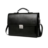 Whatna 革 ビジネスバッグメンズ 手提げ・ショルダーの2WAY パスワードロックボタン 盗難防止 厚手 レザーA4 14インチ収納可 大容量 旅行 出張用 通勤 通学 就活 面接 バッグ かばん 男性用 ブラウン 黒（68069）