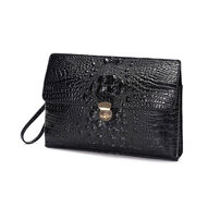 Whatna 2way 革 クロコダイル型押し セカンドバッグ メンズ クラッチ バッグ 盗難防止A4厚手 レザー本革6枚カード収納 カジュアル フォーマル 冠婚葬祭 結婚式 バッグ紳士用 男性用 黑 （YH3053）