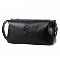 Whatna YJBBボックス型 ミクラッチ バッグ メンズ バッグ セカンドバッグ 小きめ 厚手 レザー本革 手持ちバッグ 結婚式 バッグ 冠婚葬祭バッグ 男性用 紳士用 通勤用 黒 （2001）