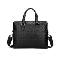 Whatna 革 ビジネスバッグメンズ 2WAY 手提げ ショルダー バッグ 厚手 レザー 本 革 A4 14インチPC収納可旅行出 張用 通勤 通学 就活 面接 バッグ かばん 男性用 黒 ブラウン（9963-8）