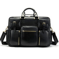 Whatna 天然 牛革 ショルダーバッグ メンズ ビジネスバッグ 旅行バッグ2way 斜め掛け 手提げ バッグA3 16インチpc 収納可 本 革 厚手 レザー 横型 ブリーフケース フォーマルバッグ 肩掛けバッグ プレゼント男性 绅士用（8812）