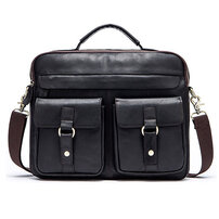 Whatna 天然 牛革 ショルダーバッグ メンズ ビジネスバッグ 旅行バッグ2way 斜め掛け 手提げ バッグA4 14インチpc 収納可 本 革 厚手 レザー 横型 ブリーフケース フォーマルバッグ 肩掛けバッグ プレゼント男性 绅士用（8001）