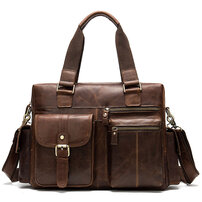 YJBB天然 牛革 ショルダーバッグ メンズ ビジネスバッグ 旅行バッグ2way 斜め掛け 手提げ バッグA4 15インチpc 収納可 本 革 厚手 レザー 横型 ブリーフケース フォーマルバッグ 肩掛けバッグ プレゼント男性 绅士用（8537）