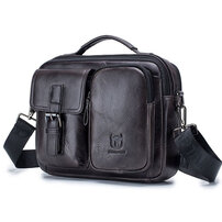 Whatna天然 牛革 ショルダーバッグ メンズ ビジネスバッグ 旅行バッグ2way 斜め掛け 手提げ バッグ10.5ipad収納可 本 革 厚手 レザー 横型 ブリーフケース フォーマルバッグ 肩掛けバッグ プレゼント男性 绅士用（036）