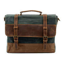 Whatna 帆布x牛革 ショルダーバッグ メンズ ビジネスバッグ 旅行バッグ2way 斜め掛け 手提げ バッグA4 15インチpc 収納可 横型 ブリーフケース フォーマルバッグ 肩掛けバッグ プレゼント男性 绅士用（88806K）