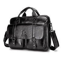 Whatna 天然 牛革 ショルダーバッグ メンズ ビジネスバッグ 旅行バッグ2way 斜め掛け 手提げ バッグA4 15インチpc 収納可 本 革 厚手 レザー 横型 ブリーフケース フォーマルバッグ 肩掛けバッグ プレゼント男性 绅士用（91503）