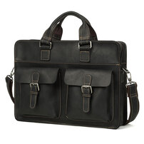 Whatna 天然 牛革 ショルダーバッグ メンズ ビジネスバッグ 旅行バッグ2way 斜め掛け 手提げ バッグ16インチpc 収納可 本 革 厚手 レザー 横型 ブリーフケース フォーマルバッグ 肩掛けバッグ プレゼント男性 绅士用（6380）