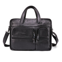 Whatna 天然 牛革 ショルダーバッグ メンズ ビジネスバッグ 旅行バッグ2way 斜め掛け 手提げ バッグ15インチpc 収納可 3室仕切 本 革 厚手 レザー 横型 ブリーフケース フォーマルバッグ 肩掛けバッグ プレゼント男性 绅士用（9913）