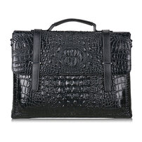 Whatna クロコダイル型押し牛革 ビジネス バッグ メンズ バッグ 2way ショルダー 手提げバッグ A4 15.6インチpc 収納可 本革 ビジネス 通勤 通学 斜めがけ バッグ ワンショルダーバッグ自転車 かばん男性用 黒（241502）