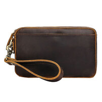Whatna 2way 天然 牛革 ミニセカンドバッグ メンズ クラッチ バッグ 厚手 本革 レザー 化粧ポーチ ビジネス カジュアル フォーマル 冠婚葬祭 結婚式 バッグ紳士用 男性用 ブラウン 8819